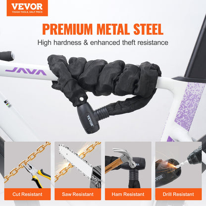 Heavy-Duty Chain Bike Lock - 1.2m