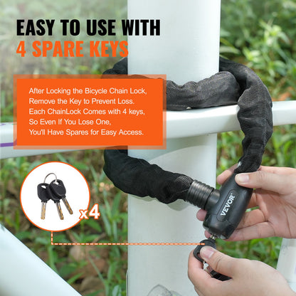 Heavy-Duty Chain Bike Lock - 1.2m